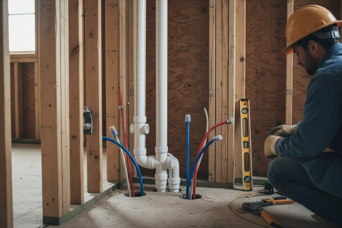 Drain and supply rough-in during Drain Cleaning in Cannel City